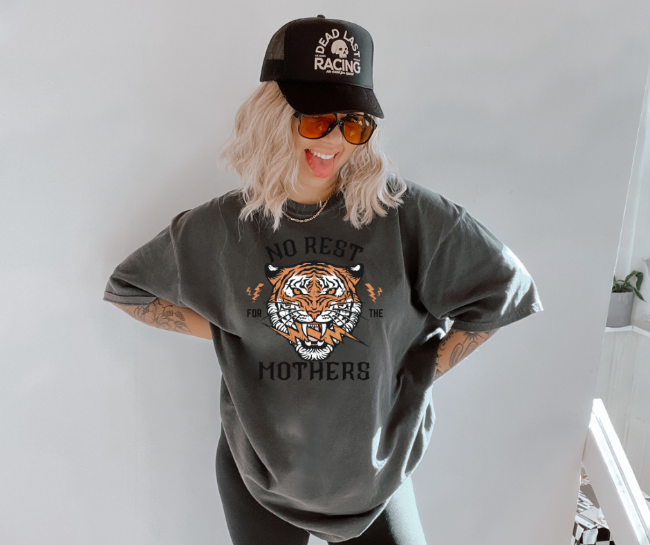 No Rest For The Mothers Cotton Graphic Grunge Tee