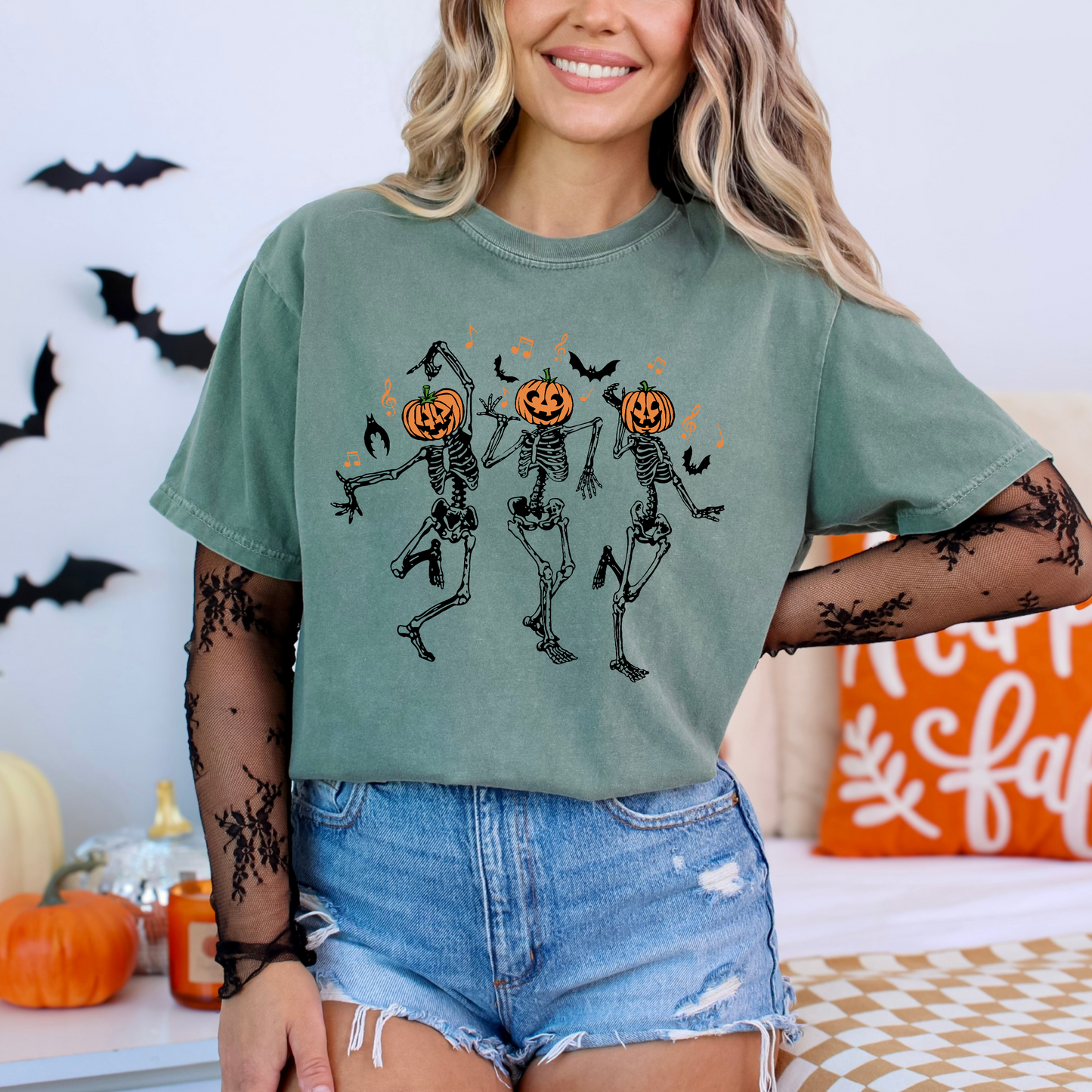 Dancing Skeletons Cotton Graphic Tee