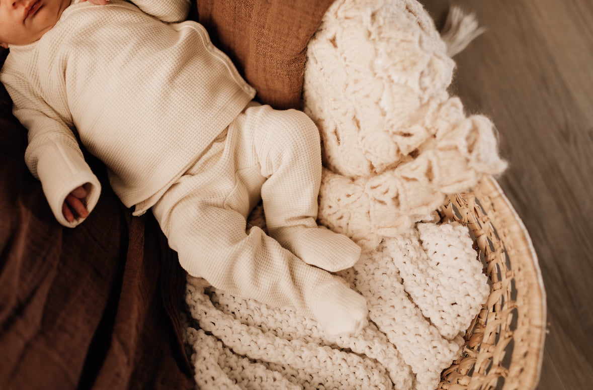 Sweet Cream Organic Waffle Knit Two Piece Infant Lounge