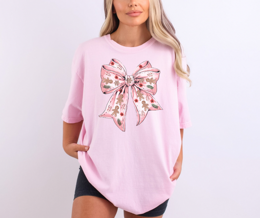 Gingerbread Man Coquette Bow Graphic Tee