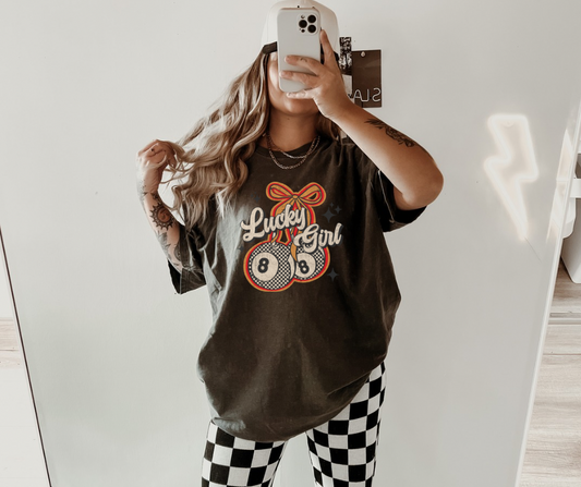 Lucky Girl Vintage 8ball Cotton Graphic Tee