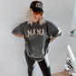 Mama Check&Bolt Grunge Cotton Graphic Tee