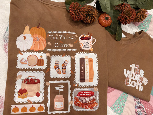 Fall At The Cottage W/ The Village Cloth In Camel-Tee