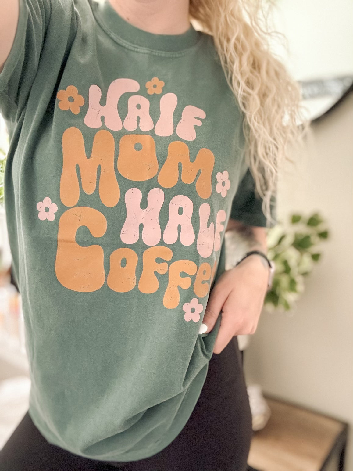 Half Mom Half Coffee Cotton Graphic Tee