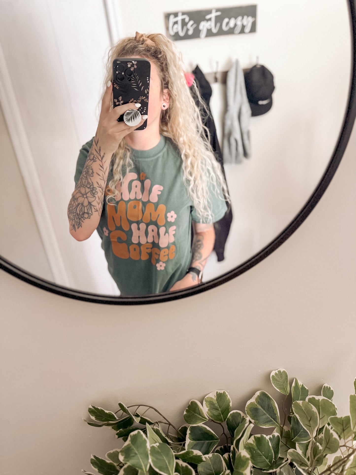Half Mom Half Coffee Cotton Graphic Tee